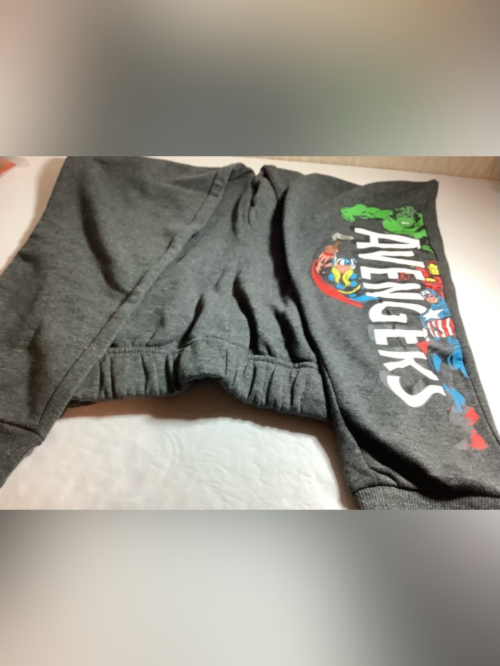 Marvel Black Charcoal Avengers Sweatpants with Colorful Heroes